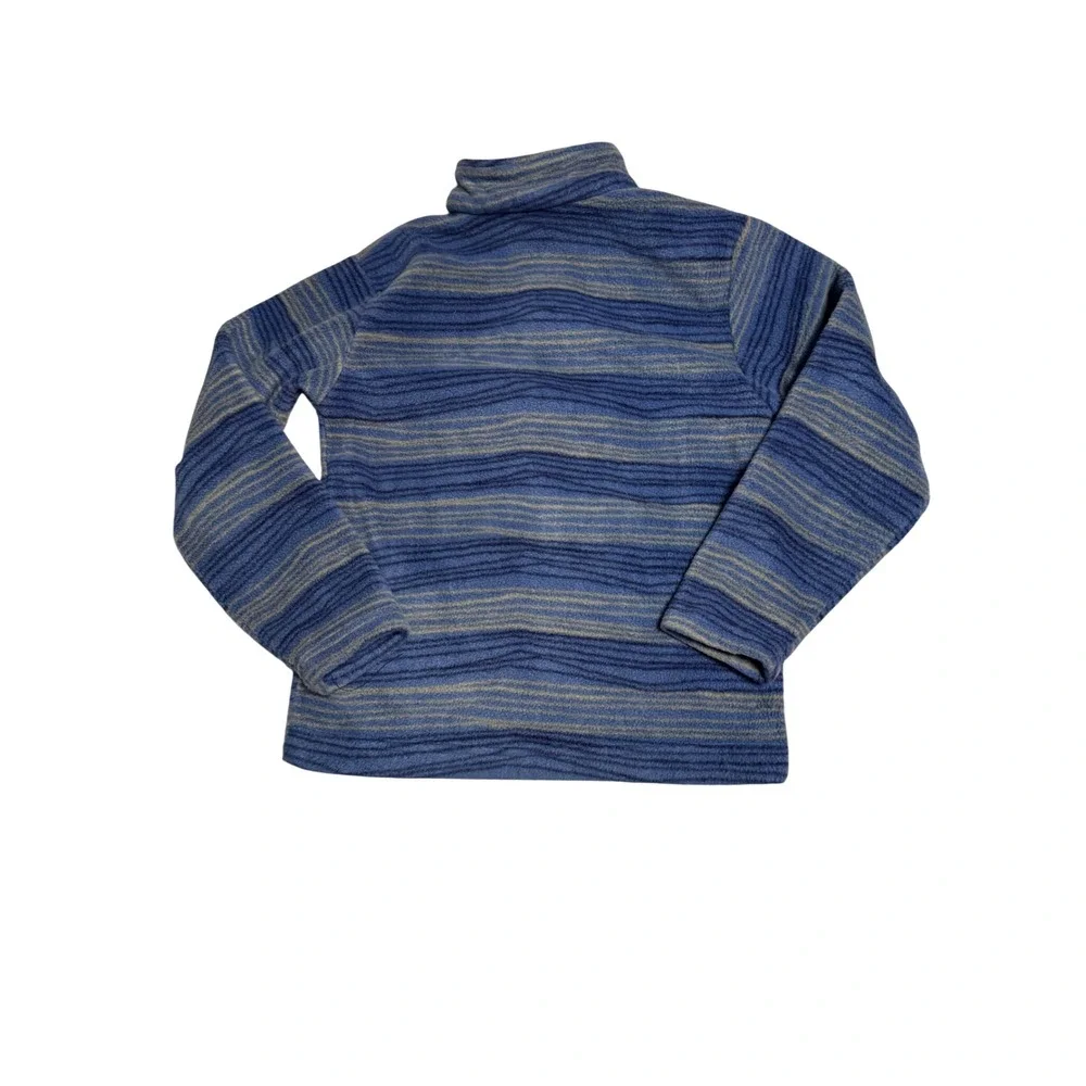 Eddie Bauer Size XS 5/6 Kids Full Zip Blue Striped Fleece Long Sleeve Jacket